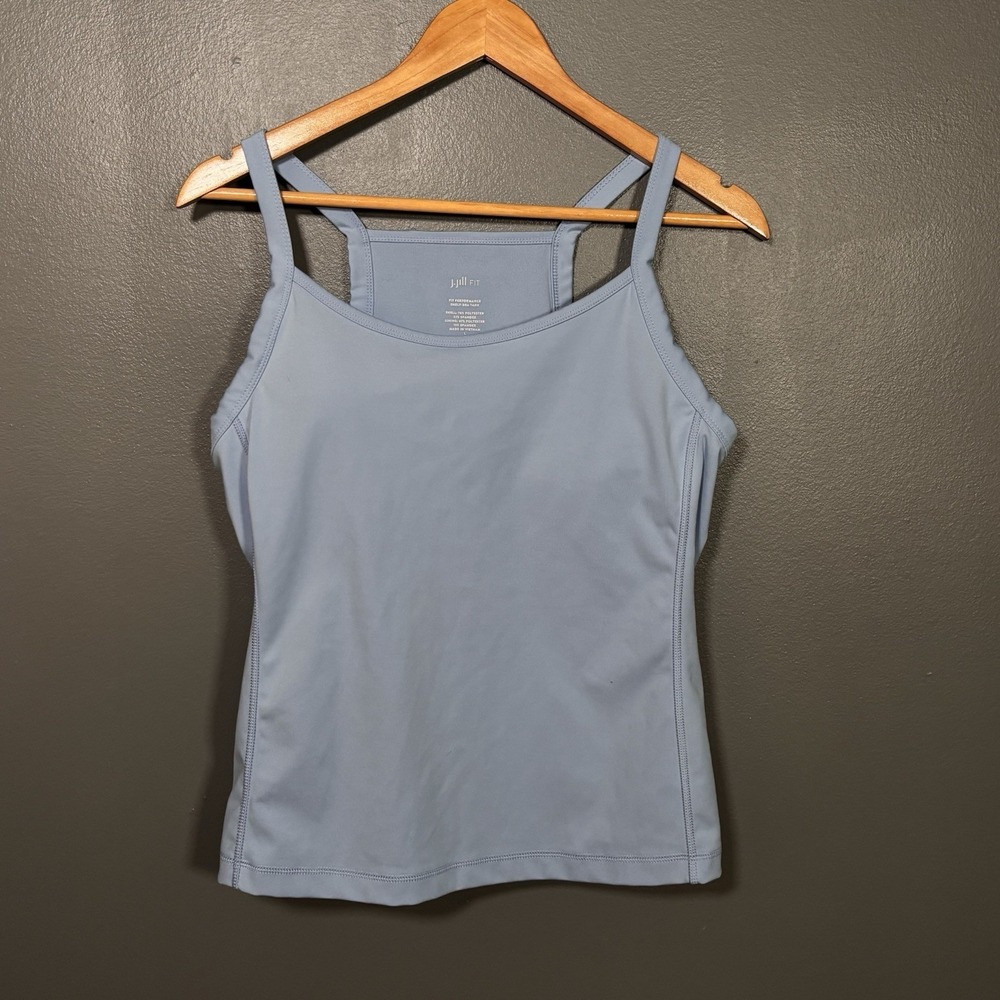 J Jill Fit Tank Top Womens Large Petite Performance Shelf Bra Powder Baby Blue